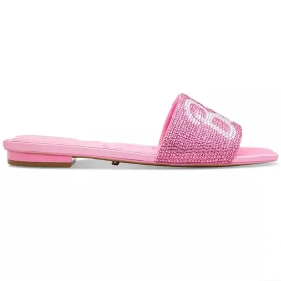 Aldo x Barbie Barbieville Pink Satin Rhinestone Flat Slide Sandals New Woman’s - Picture 6 of 11